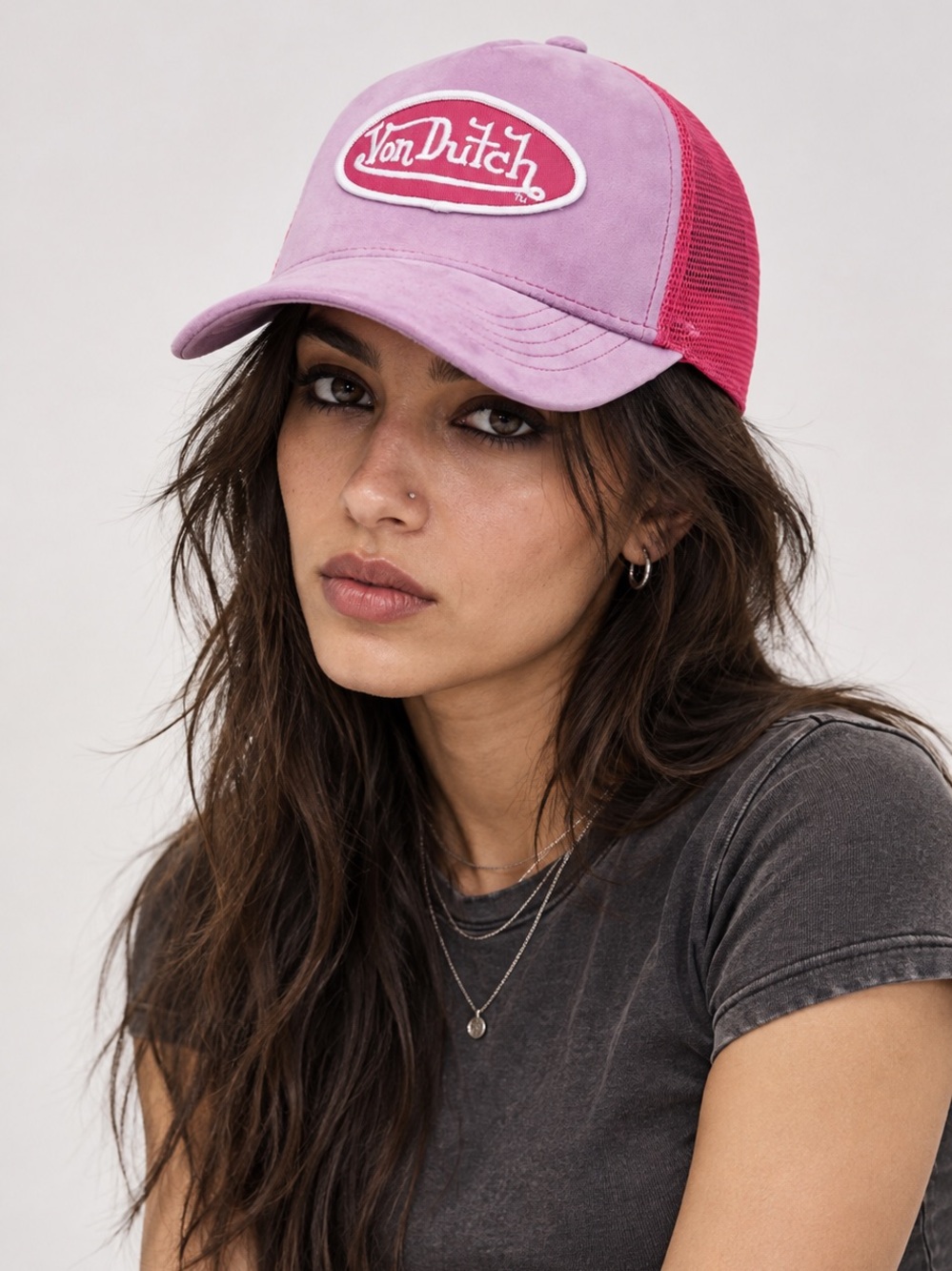 Von Dutch Velvet Mesh Hat Purple/Pink